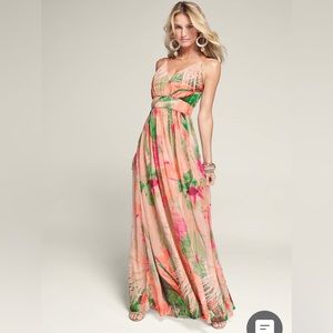 Tropical Print Maxi Dress